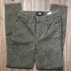 PAIGE Women's Skinny Jeans - Olive and Pink Size 24 NWOT